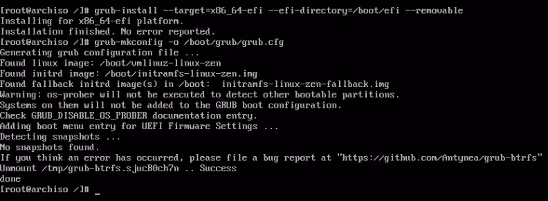 Installing grub
